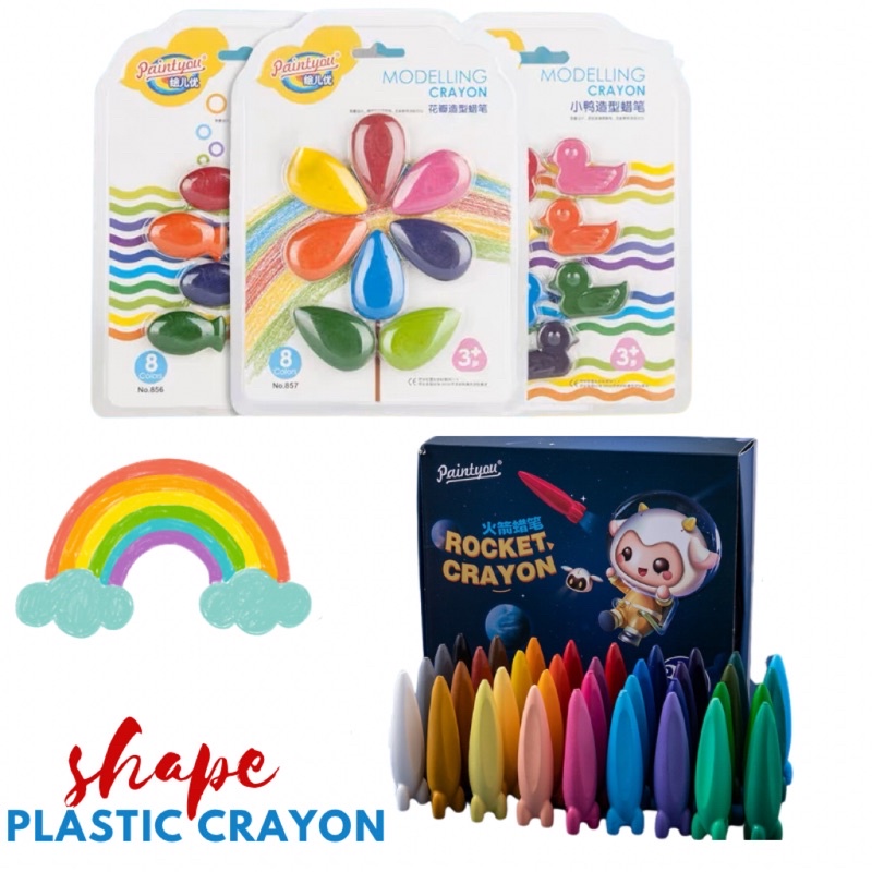 

shape plastic crayon washable safety material krayon anak bentuk Lucu bisa dicuci rocket crayon