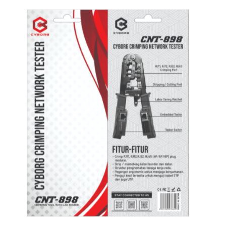Crimping tool cyborg rj45 rj12 rj11 rj22 4p 6p 8p cut crimp strip 3in1 with cable tester lan cnt-898