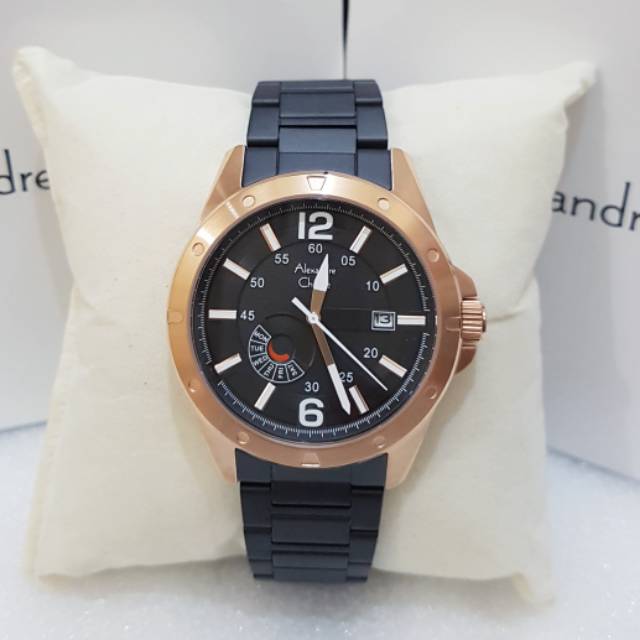Alexandre christie ac 6536 black rosegold jam tangan pria original