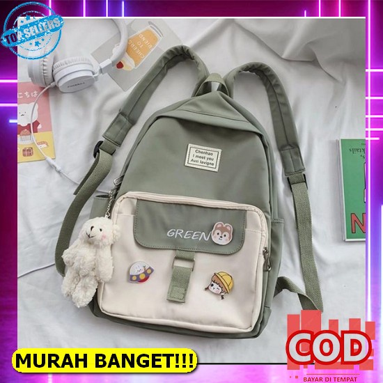 Tas Sekolah Tali Bahu Pelangi Fashion Korea Untuk Remaja Perempuan Ransel Tahan Air Anak-Anak Tas Se