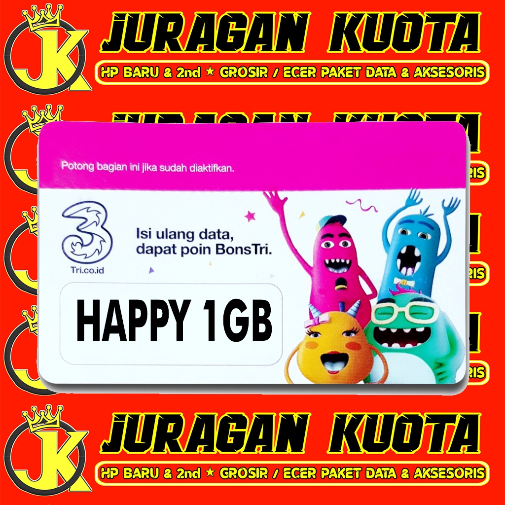 VOUCHER PAKET DATA 3 (THREE) HAPPY 1GB - VOUCHER THREE HAPPY