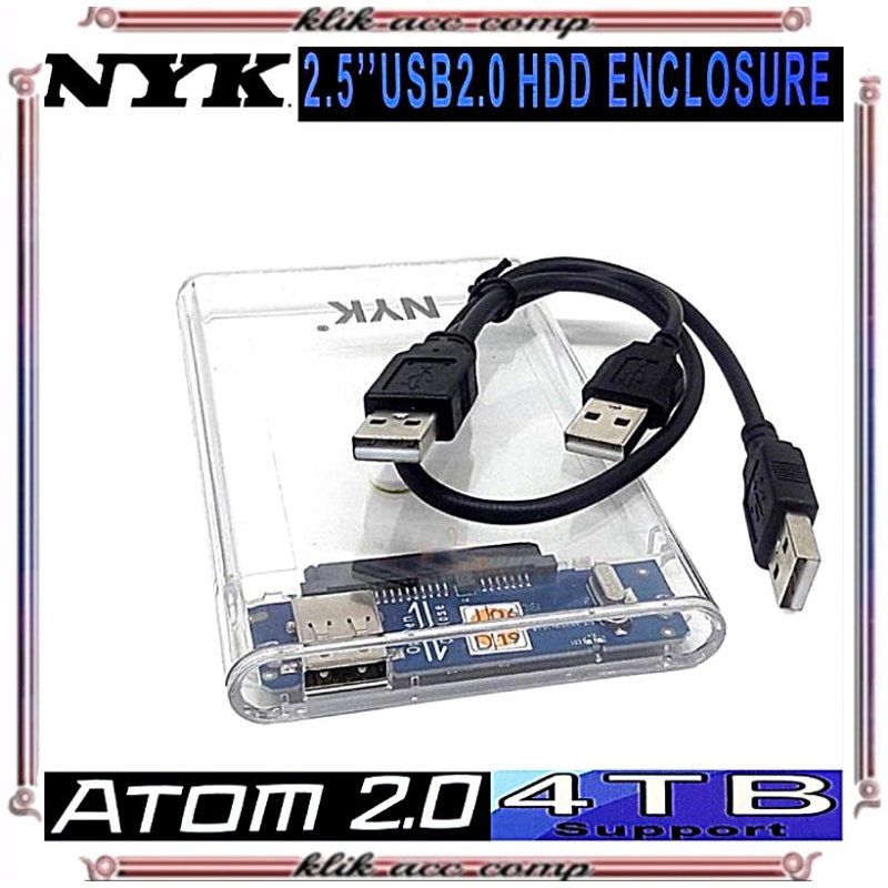 NYK Atom 2.0 Casing HardDisk 2.5&quot; Sata Transparan HDD SSD Enclosure USB2.0