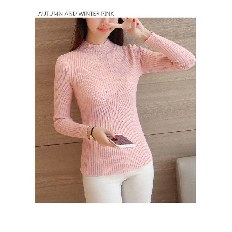 Woman Knit Sweater Top Import Premium ( Atasan Blus rajut wanita kerah biasa )