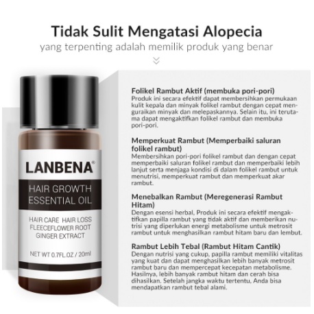 [BPOM] LANBENA Hair Growth Essential Oil & Care Essence Spray - Mencegah Kerontokan - 20mL-1