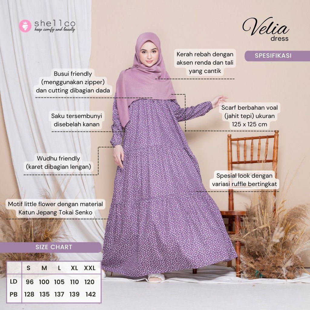 Dress Dewasa VELIA DRESS By shellco hijab