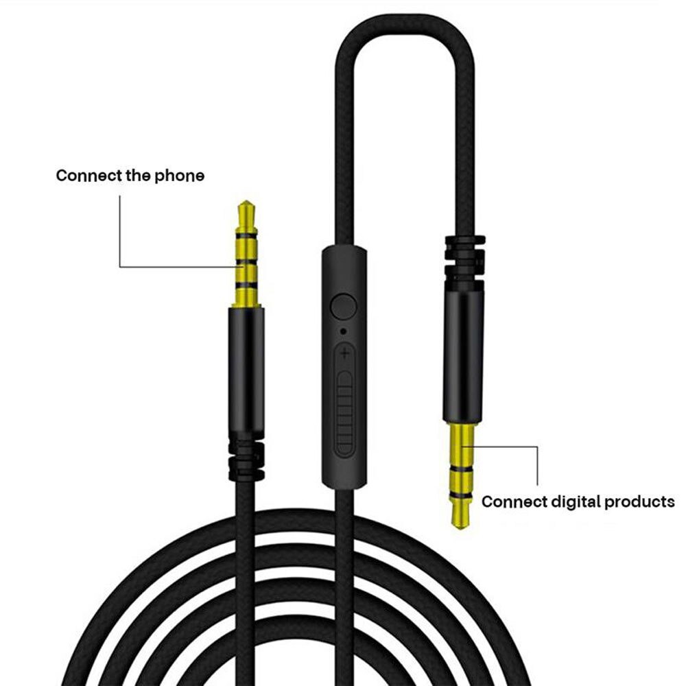 Kabel AUX Audio Jek 3.5mm M-M TRRS garis 3 to TRS garis 2 Volume Ctrl