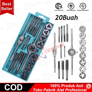 12  / 20 Pcs Alat Snai dan Tap Ulir Baut Senai Die Senei M3-12 Alat taper Snai Senai Hand Die Tap mata bor Tapping Pembuat Ulir Drat Luar Baut Set