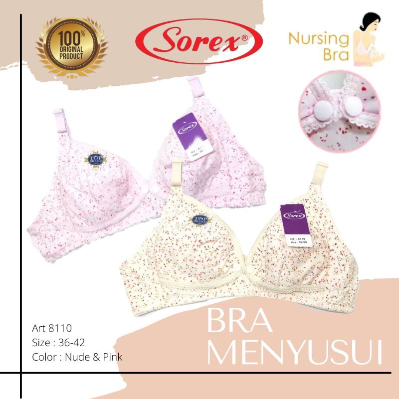 Sorex BH Menyusui Nursing Bra Tanpa Kawat Busa Tipis Motif Bunga Cantik 8110  8119 8108 Premium Original