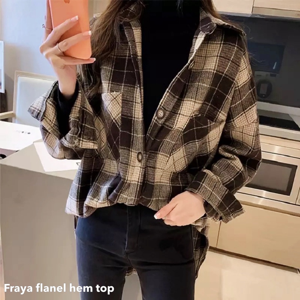 Fraya flanel hem top - Thejanclothes