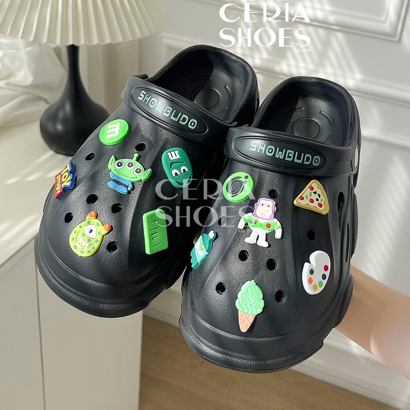 PVC Sandal Slop Wanita Clog Slip On Jibbitz Import Bangkok Rubber ELastic Super Soft Toy Story Sol Rubber Anti Slip Summer Sandals 218