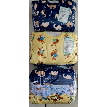 3PCS Setelan Panjang Kancing Bahu Little Owl Size S-XXL