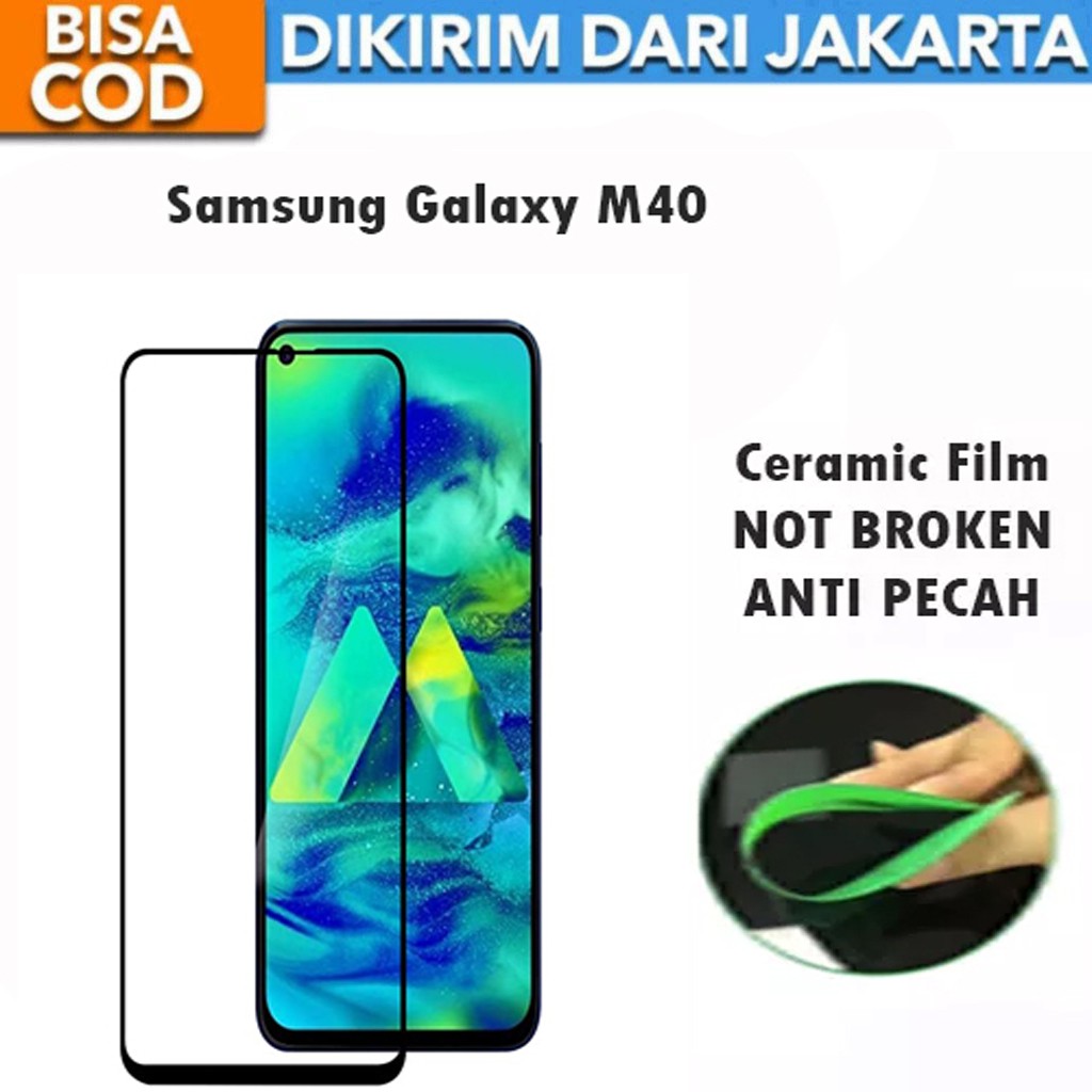 Tempered Glass Samsung Galaxy M40 Full Cover / FUll Screen Ceramic Film Anti Gores