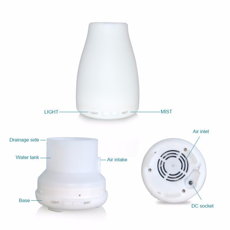 Essential Oil Aroma Diffuser Colorful LED Light - Kapasitas 120ML