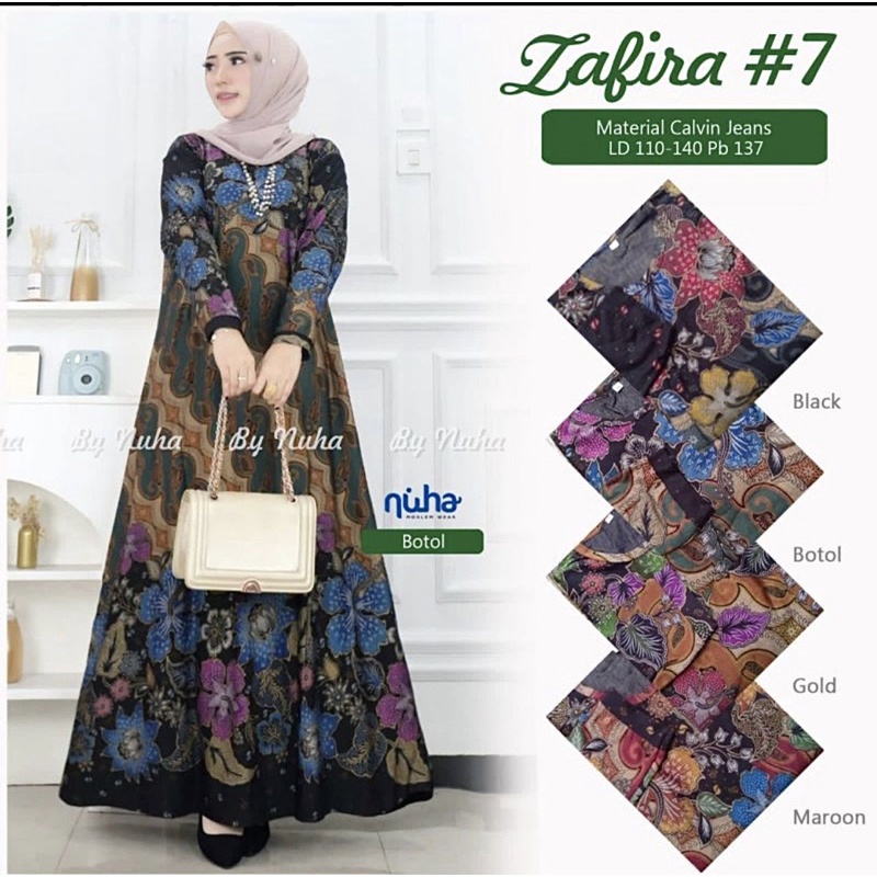 Zafira Maxy - Gamis Calvin Jeans Terbaru LD110+ Jumbo / R.22 - 023-6788