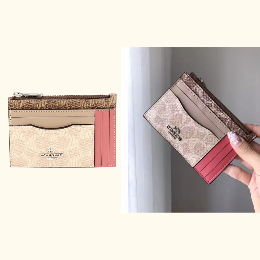 [ORIGINAL 100%] Coach 89484 Large Card Holder Case in Blocked Signature