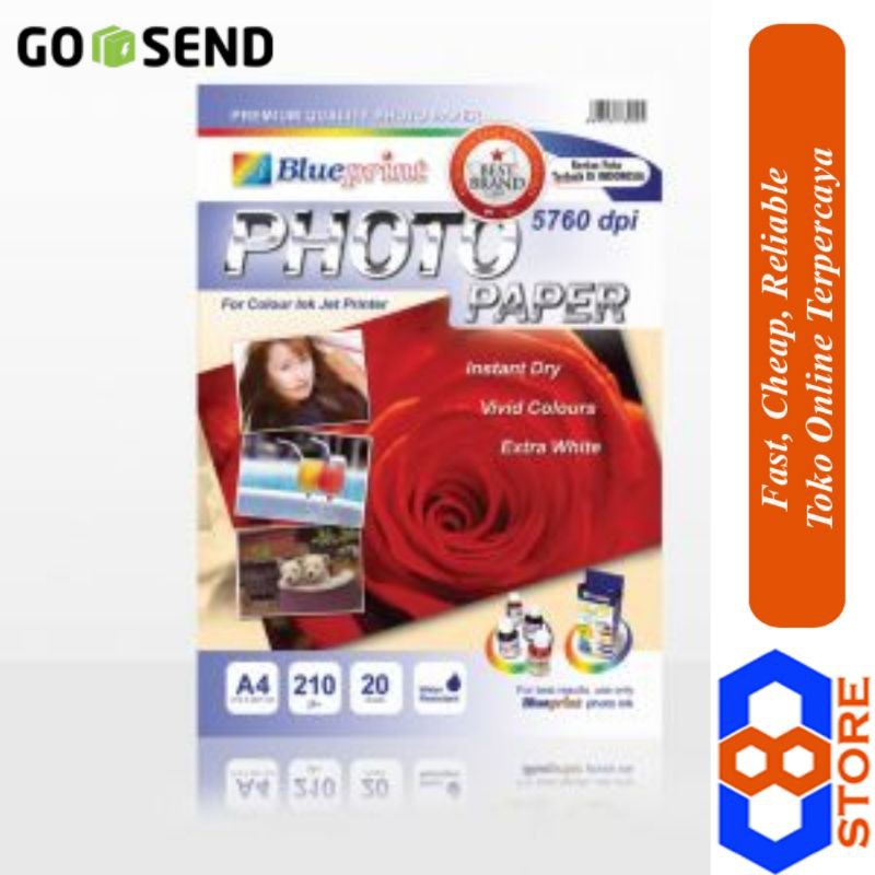 

BLUEPRINT GLOSSY PHOTO PAPER A4 210 MICRON 190 GSM BP-GPA4190 MAWAR
