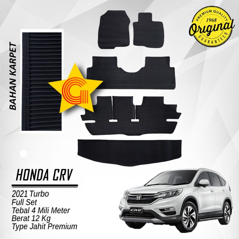 Karpet Mobil Honda All New CRV Turbo/Prestige 2021 Premium Hitam Fullset Type Jahit