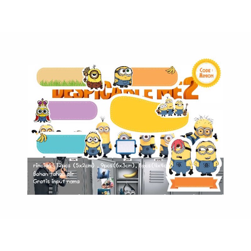 

STICKER LABEL NAMA CUSTOM character MINIONS