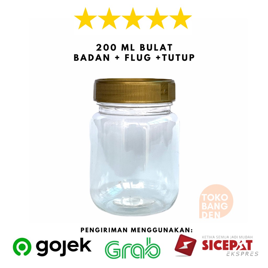 TOPLES JAR BULAT 200 ML / TOPLES PLASTIK 200 ML / JAR BULAT 200 ML / TOPLES JAR BULAT ECERAN