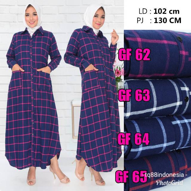 Gamis flanel/gamis kotak kotak/maxi kotak/gamis/maxi/long dress/long dress kotak