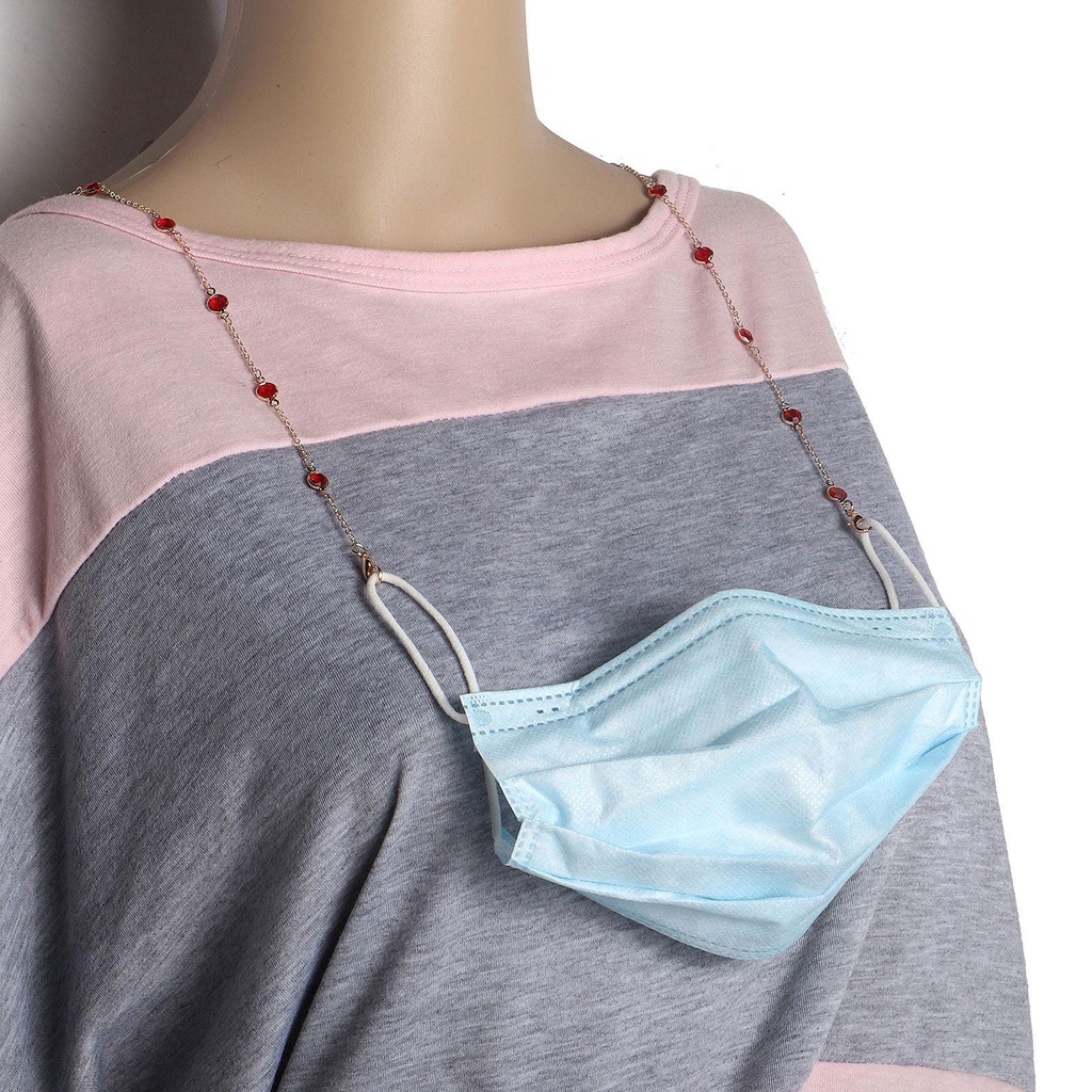 R-FLOWER Rantai Kacamata Aksesoris Fashion Aksesoris Memakai Mata Rantai Logam Kristal Non-slip