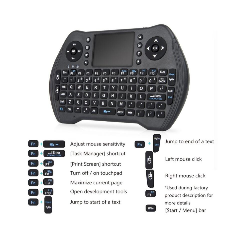 Keyboard Wireless 2.4GHz with Touchpad - MT10 - Black / Keyboard Smart TV