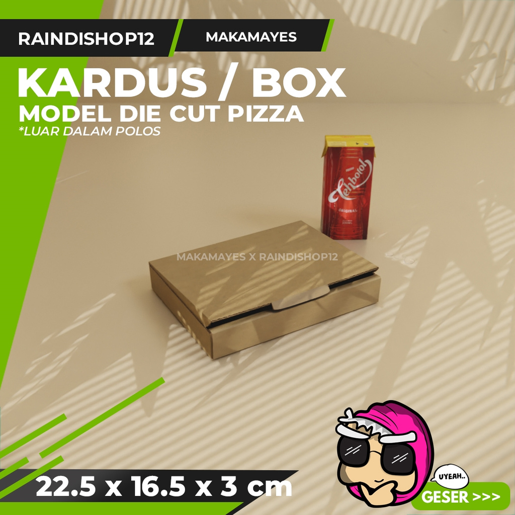 

(MIN 10 PCS) BOX 22.5 X 16.5 X 3 CM KARDUS DIE CUT PIZZA KEMASAN PACKAGING KADO