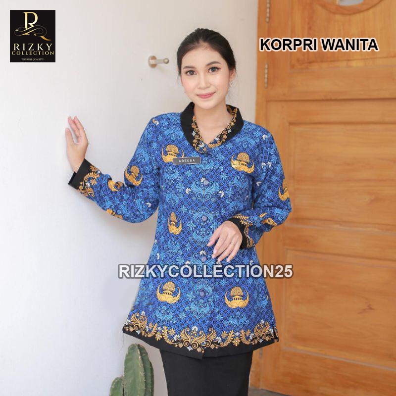 BATIK SERAGAM KORPRI PRIA WANITA TERBARU 2022/ KORPRI JUMBO KERAH HITAM/ BAJU BATIK KORPRI/ BISA COD