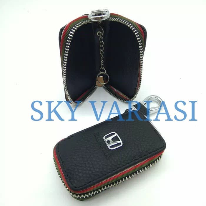 GANTUNGAN KUNCI MOBIL DOMPET STNK KULIT WARNA HITAM LOGO HONDA FREED