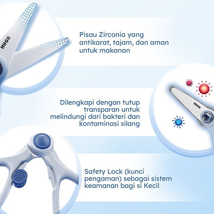 Hugo Baby Ceramic Food Scissors (HB-207F) / Gunting Dapur