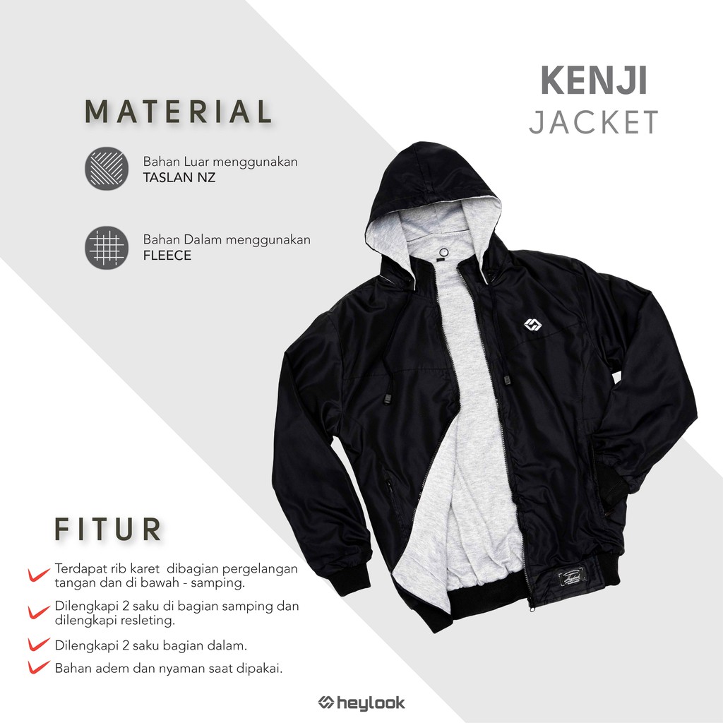 HEYLOOK Project - Jaket Parasut Pria Bolak Balik Jaket KENJI Motor Pria Hodie Bisa Dilepas