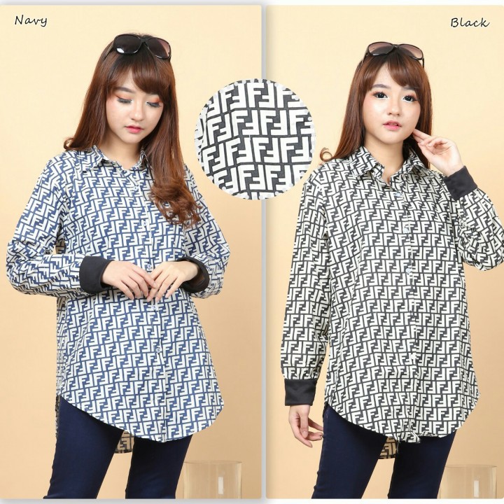Baju Atasan Wanita Kemeja Wanita Jumbo Fendi