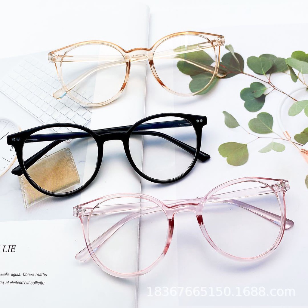 COD Frame Kacamata Lensa Flat Cat Eye Anti Radiasi Gaya Leopard Retro Korea Fashion Wanita Glasses