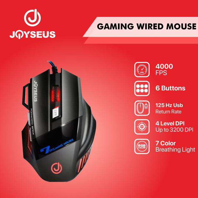 RGB Professional Gaming Mouse JOYSEUS 3200DPI LED USB Wired - MS0007