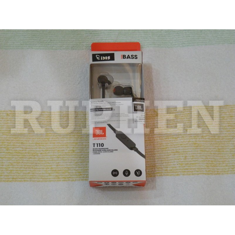 JBL T110 Original Resmi Black Hitam Earset - Headset - Earphone Mic