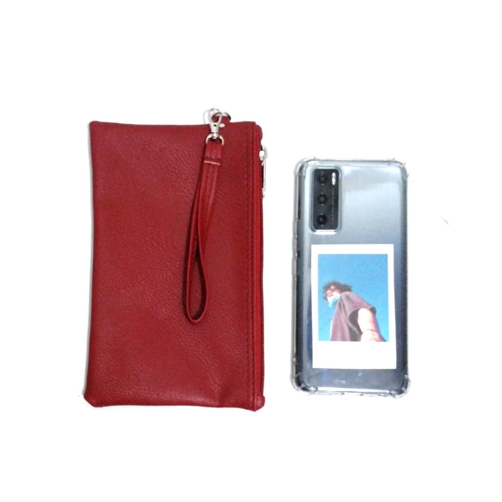 Dompet uang dan hp wanita kulit sintetis polos wallet tempat koin pouch kosmetik lipstik wadah alat rias travel organizer