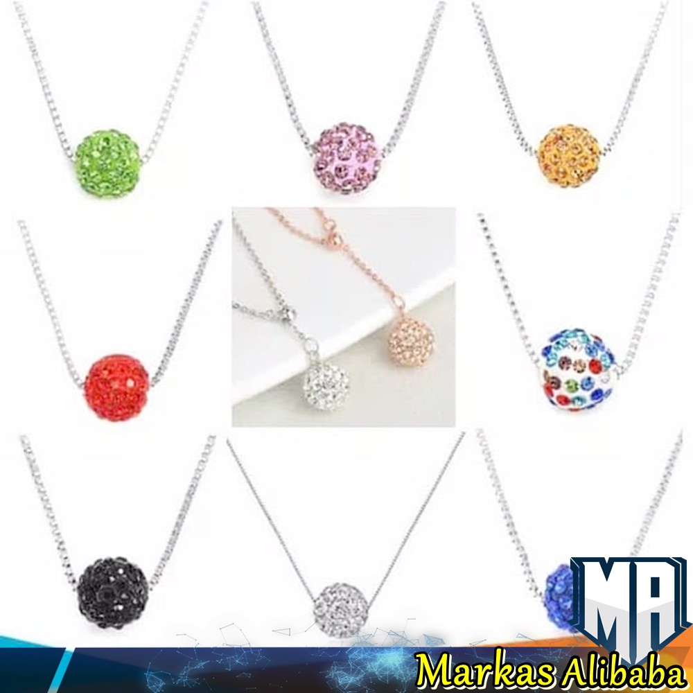 KALUNG LIONTIN BULAT / KALUNG STAINLESS CRYSTAL BOLA DIAMOND / KALUNG LIONTIN MUTIARA