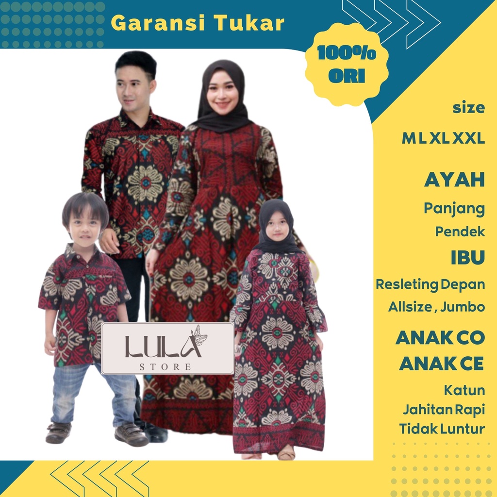 Baju Batik Couple Pasangan Keluarga Modern Ayah Ibu Anak Laki laki Sarimbit Family Set Kapel Cople C