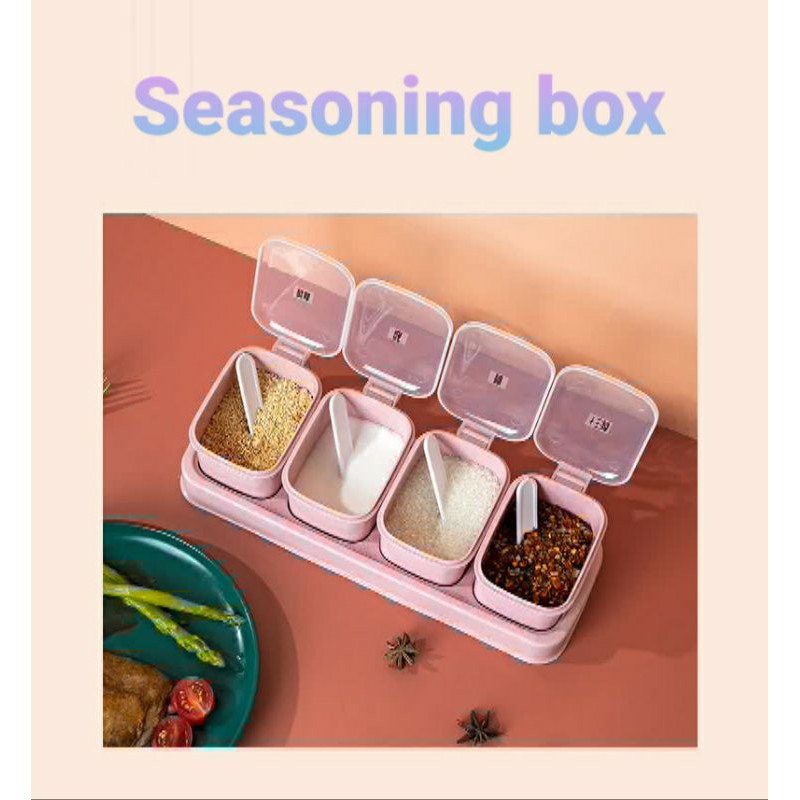 Kotak Bumbu Portable 4 in 1 Satu Set Isi 4 Pcs / Seasoning Box 4 in 1