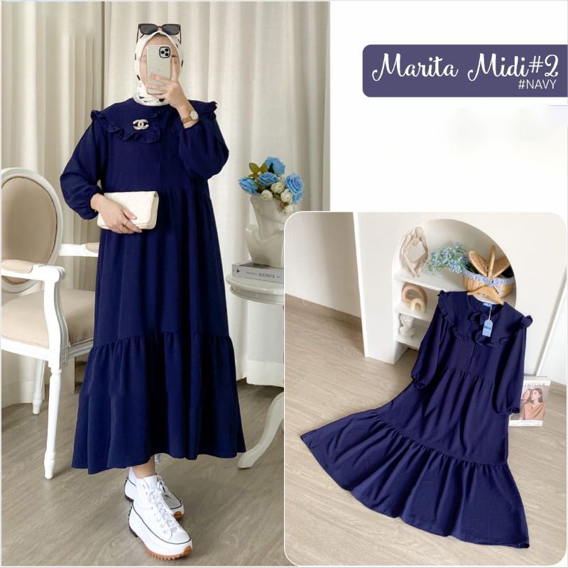 FC- GAMIS MARITA MIDI DRESS / MASITA MIDI DRESS MUSLIM / MIDI DRESS CREPE PREMIUM