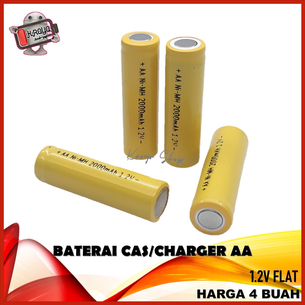 Baterai Cas/Charger AA/A2 Ni-MH 1.2volt - 2000mAh Harga 4Pcs