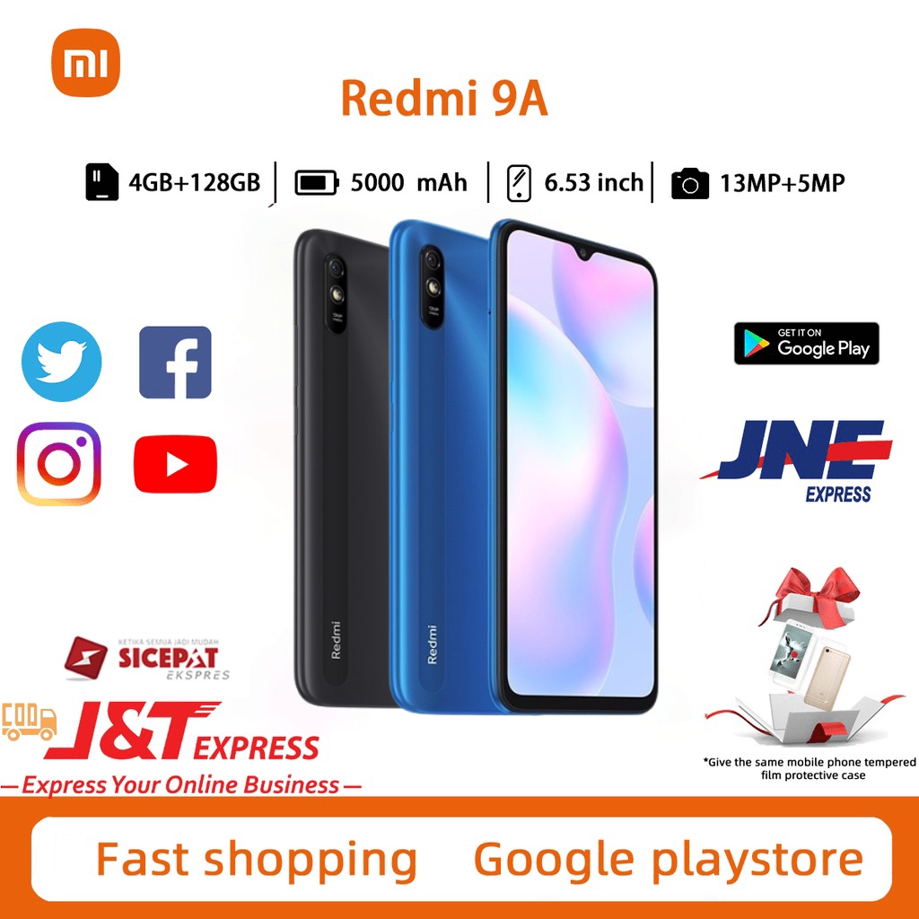 Xiaomi Redmi 9a RAM 4GB/128GB  Layar 6,52 Inci HP Baru Garansi 1 Tahun 4G LTE Smartphone