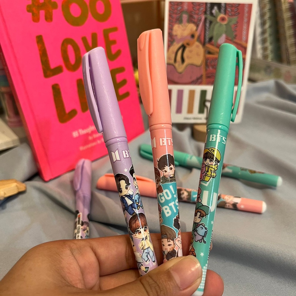 

PULPEN VITRO BT21 BTS BANGTAN KPOP ARMY PENA PEN GEL TINTA MURAH READY GROSIR
