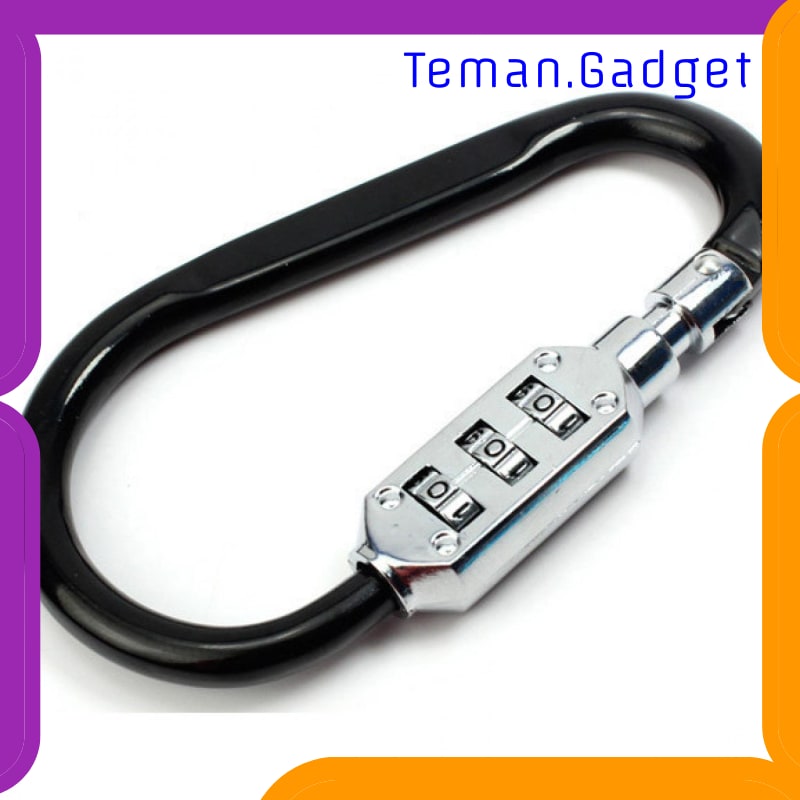 TG-ID029 ALUMINUM ALLOY D-TYPE LOCK CARABINER 3 DIAL PASSWORD PADLOCK - CRBR488