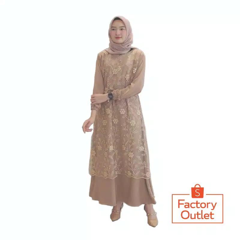 Alma Dress Brukat | Dress Brukat Muslim Terlaris | Dress Brukat Best Seller | Outfit Kondangan