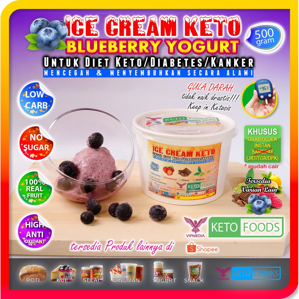 

ICE CREAM KETO BLUEBERRY YOGURT 500 gram