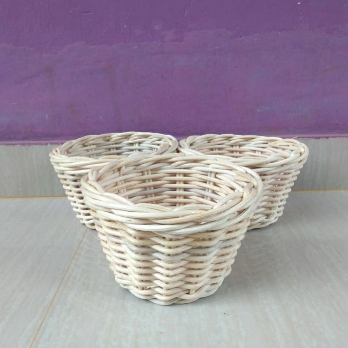 keranjang rotan bulat parcel / seserahan / sovenir / penyimpanan / hiasan murah 15X10X10 cm