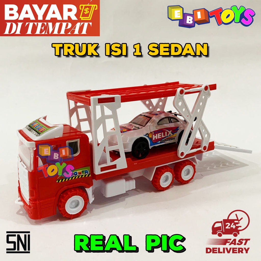 Mainan Truk Isi 1 Mobil Sedan / Mainan Truk Isi Mobil / Mainan Mobil Truk Angkut Mobil