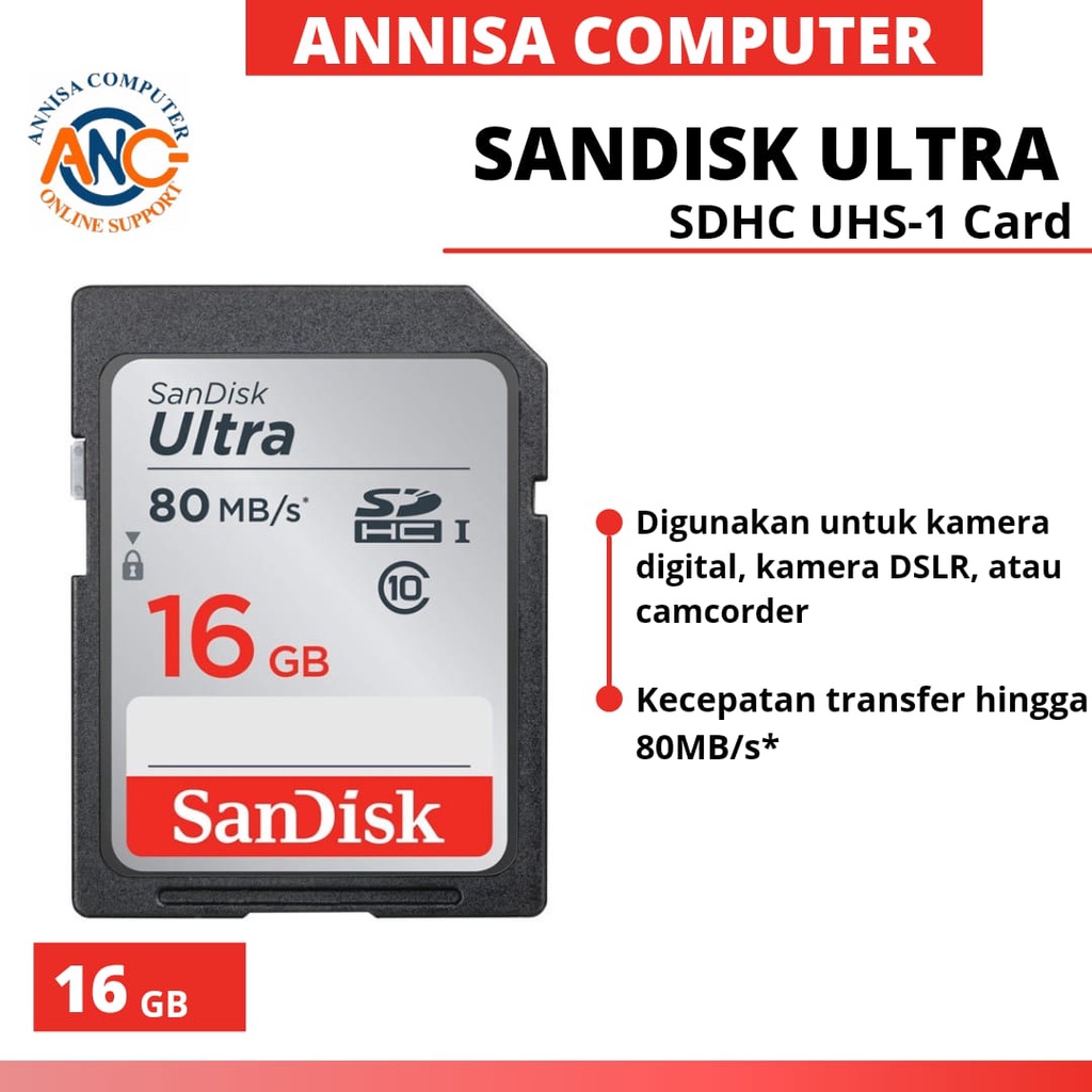MEMORY Card SDHC Sandisk ULTRA 16 GB Class 10 / Memory Card Kamera