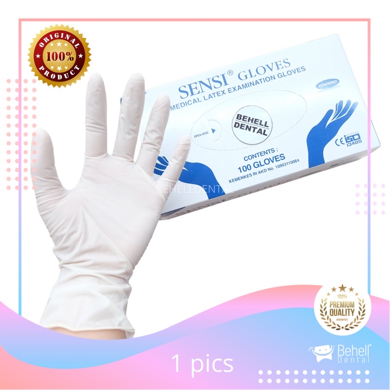 1PASANG SIZE S/M/L/Xl/XS SENSI GLOVES SARUNG TANGAN MEDIS DENTAL . GLOVE LATEX OPERASI . KESEHATAN . KLINIK SIZE S M L XL